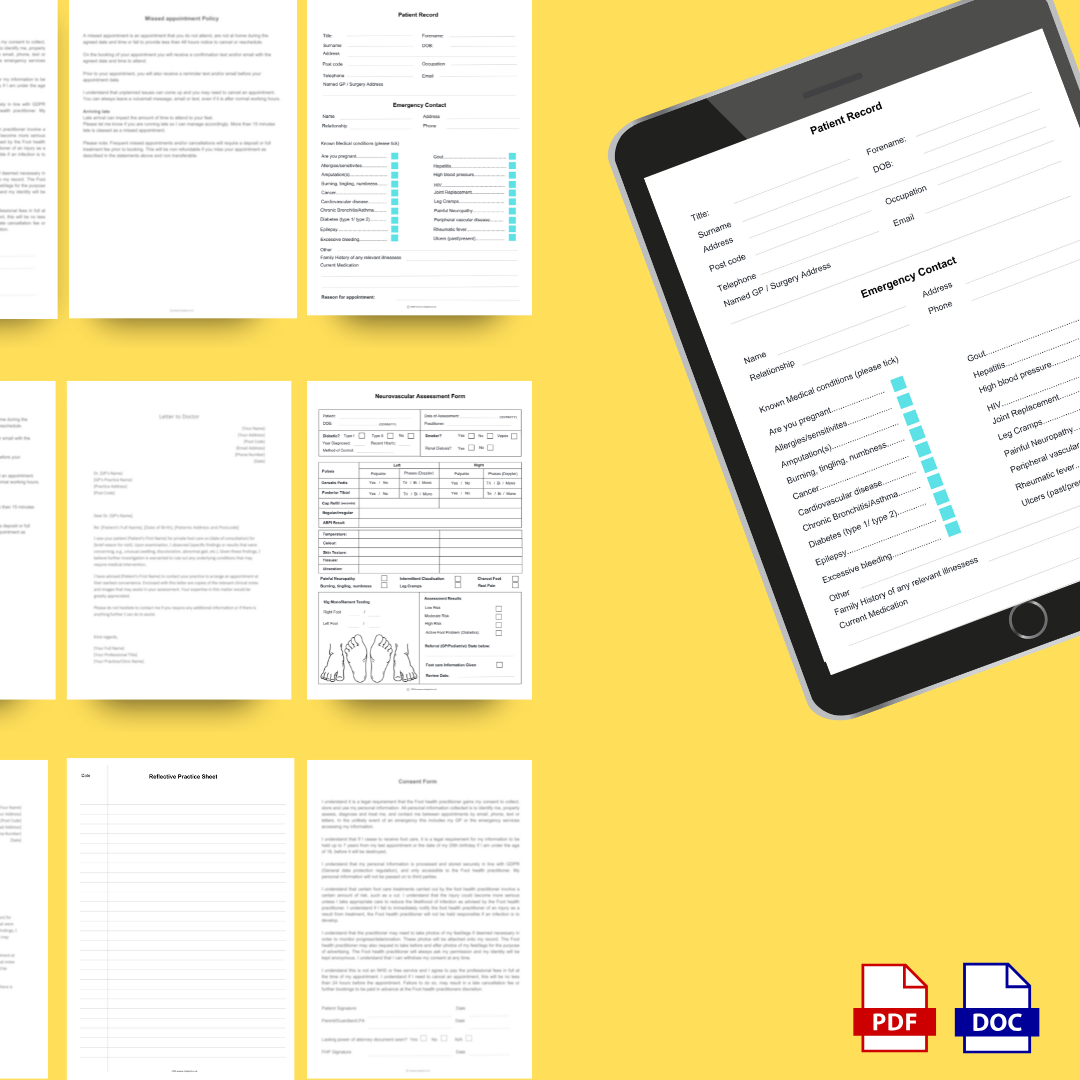 Foot Care Routine Forms Foot Care Templates Bundle (Podiatry) – Not A Pod®