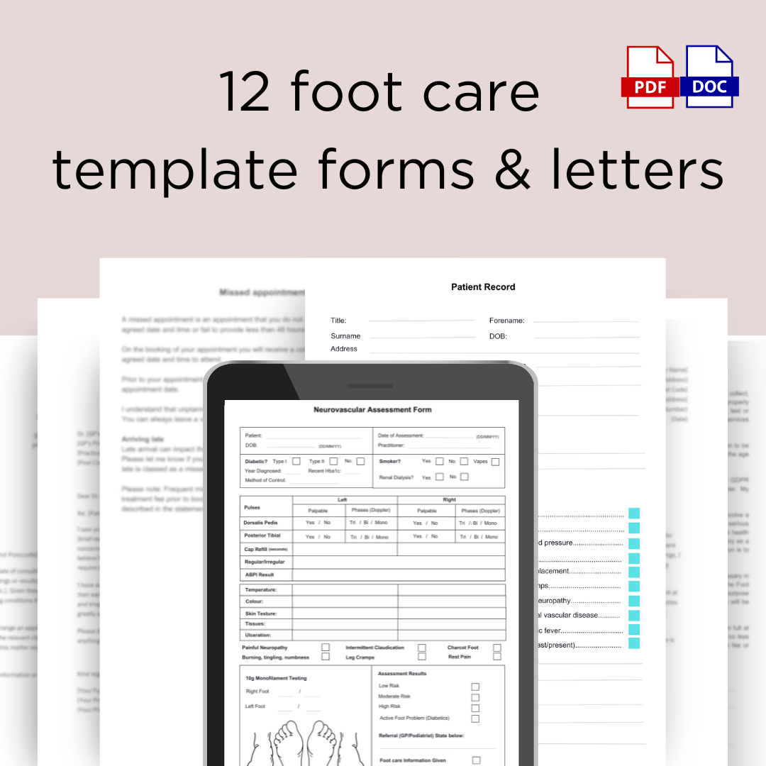 Foot Care Routine Forms Foot Care Templates Bundle (Podiatry) – Not A Pod®